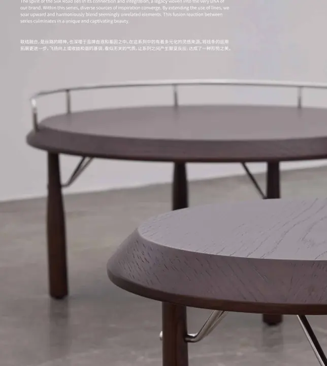 Two round tables from the FUSION collection by Knights Craft