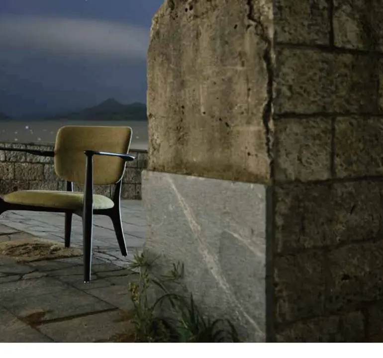Chair beside a brick wall in a reference image from the PACE collection by Knights Craft