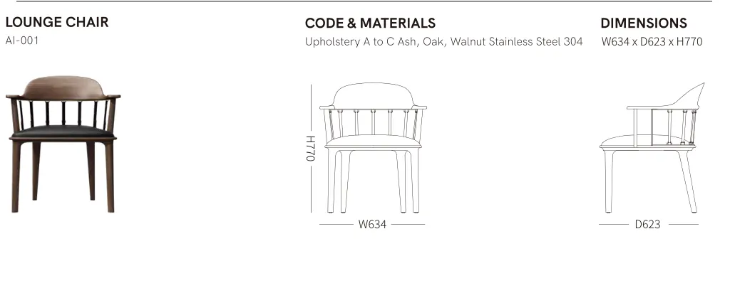 Source specification with model codes, materials, dimensions and drawings: AI-001
